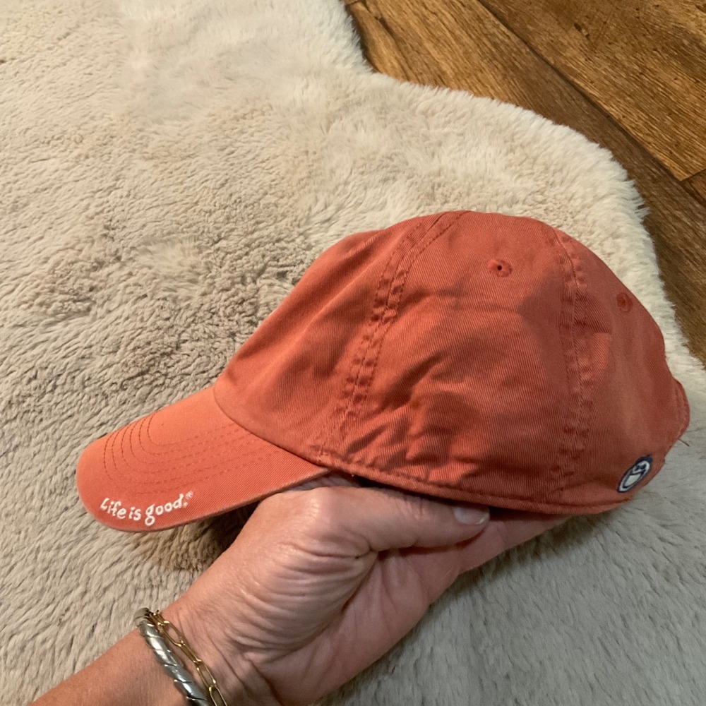 Life Is Good Baseball Hat Snowflake‎ Orange Adjustable Cap Stapback - Picture 5 of 9